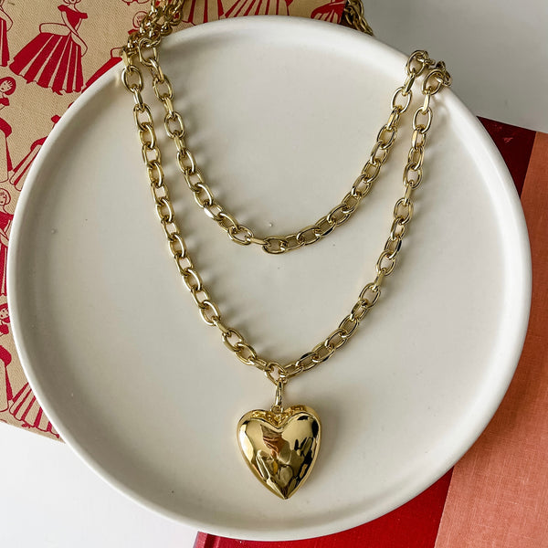 the double chain heart necklace – by bay jewelry