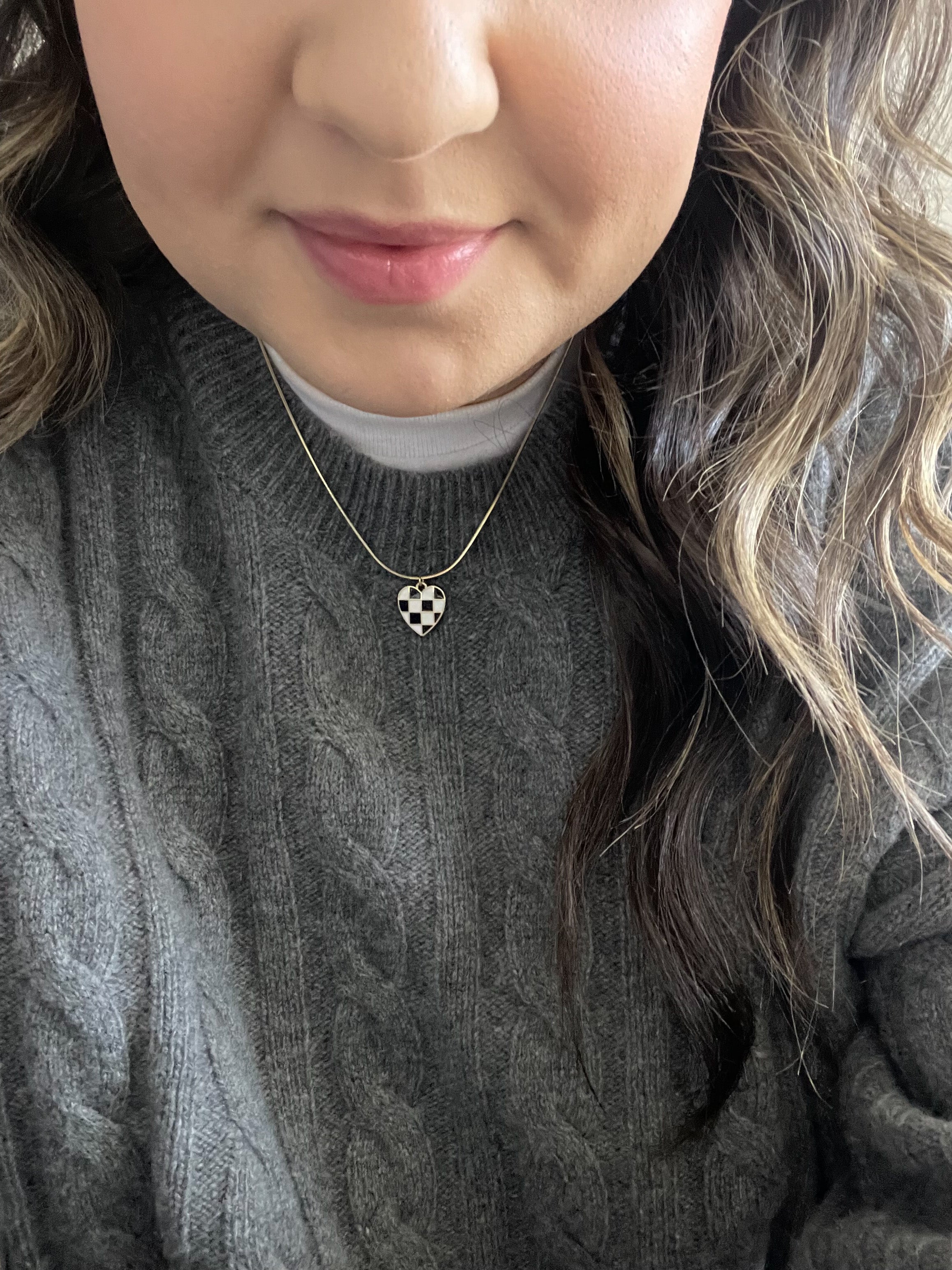 the checkered heart necklace